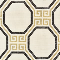 Papier peint Schumacher Octavia Sisal en or et jais