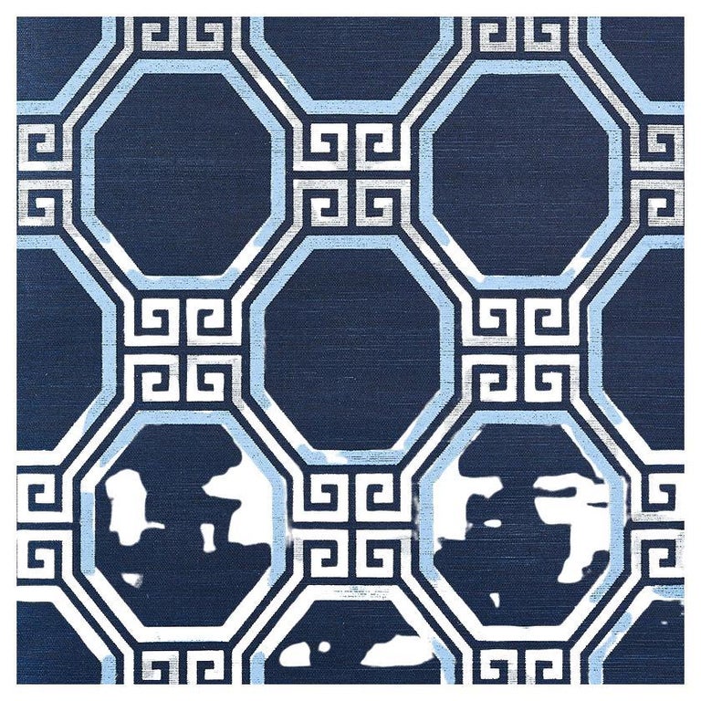 Schumacher Octavia Sisal Wallpaper in Navy For Sale at 1stDibs
