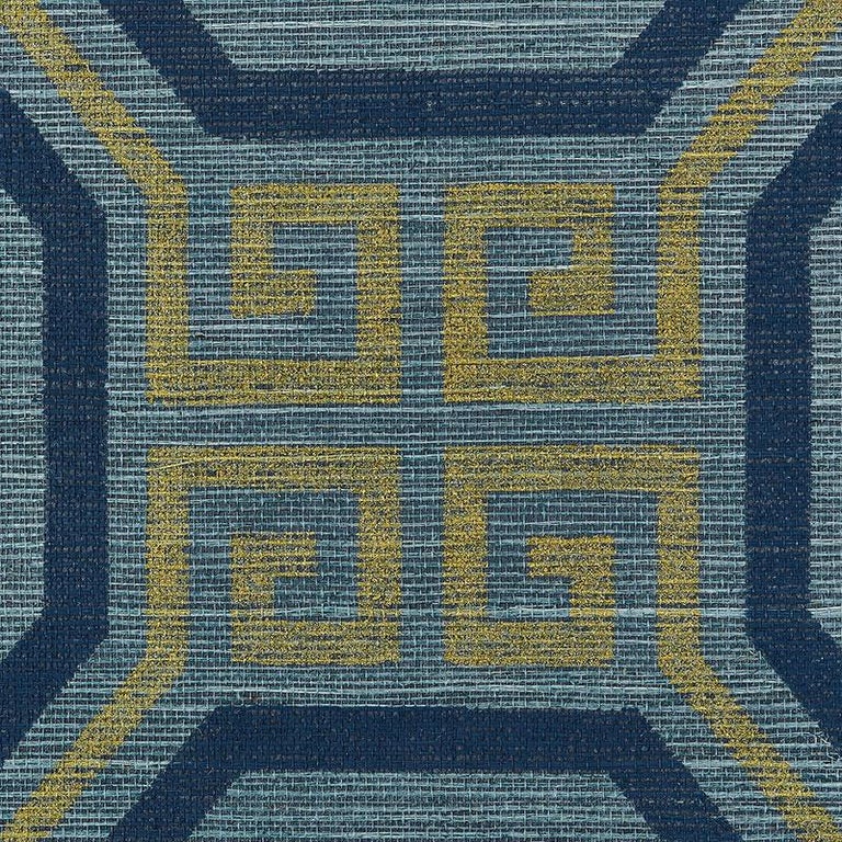 Schumacher Octavia Sisal Wallpaper in Peacock For Sale at 1stDibs
