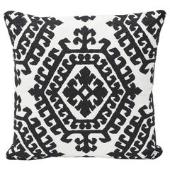 Schumacher Omar All-Over Embroidery Medallion Black Two-Sided 18" Pillow 