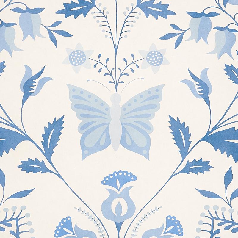 schumacher blue and white wallpaper