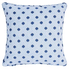 Schumacher Otis Hand Print 18" Pillow in Blue