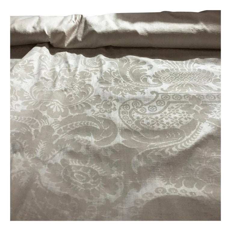 Schumacher Padova Ivory White Silk Damask Textile, Luxury Upholstery