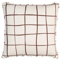 Schumacher Painterly Windowpane 20" Pillow in Brown