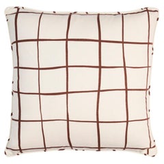 Schumacher Painterly Windowpane 22" Pillow in Brown