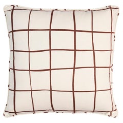 Schumacher Painterly Windowpane 22" Pillow in Brown