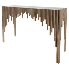Schumacher Pair of Mid-Century Tubular Chrome Console Tables with Glass Tops