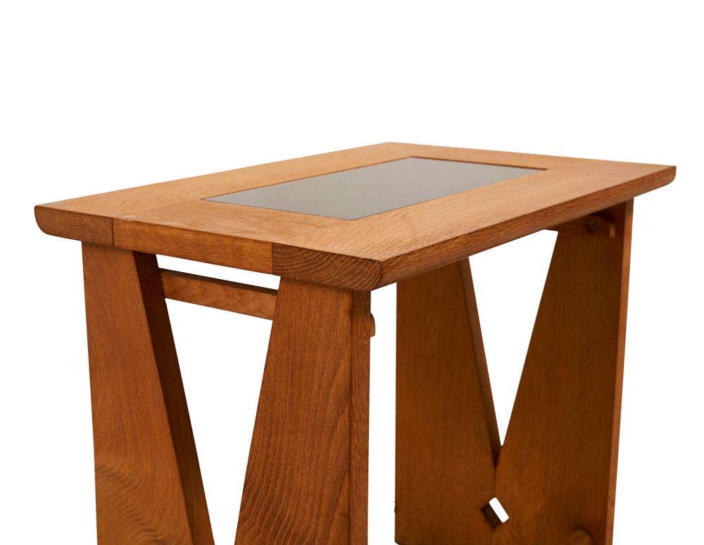 Mid-20th Century Schumacher Pair of Oak Side Tables by Guillerme & Chambron, Votre Maison Edition