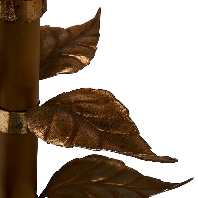 Mid-Century Modern Schumacher - Paire de lampadaires vintage uniques en laiton avec motifs de feuilles en vente