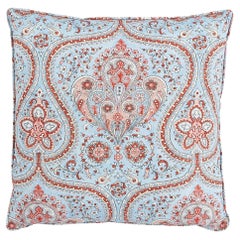 Schumacher Paisley Court 20" Pillow In Sky & Rose