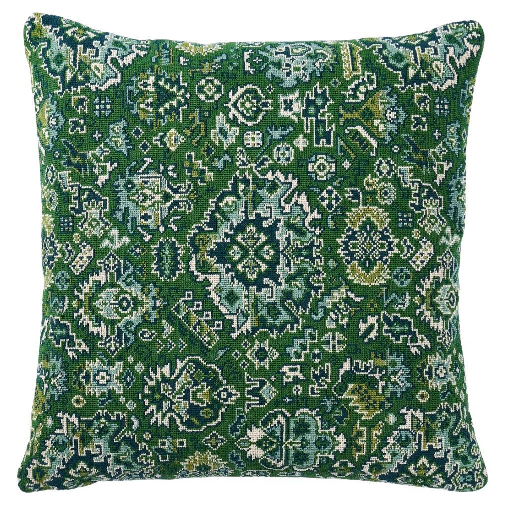 Schumacher Pallay Epingle in Emerald 20" Pillow For Sale