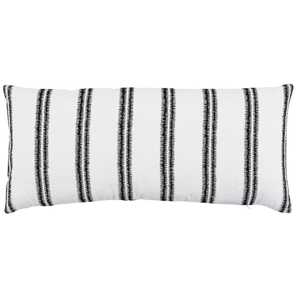 Schumacher Paloma Embroidery Linen Blend Striped Pillow