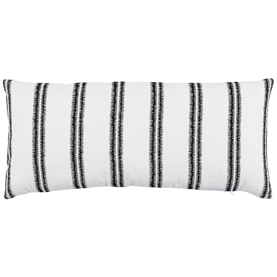 Schumacher Paloma Embroidery Linen Blend Striped Pillow For Sale