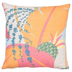 Coussin en lin à deux faces Schumacher Paul Poiret Ananas Tropical pour Schumacher