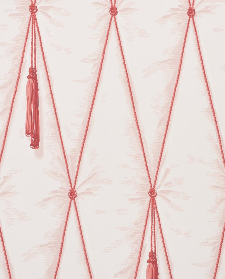 Schumacher Paul Poiret Drapery Wallpaper in Blush For Sale at 1stDibs