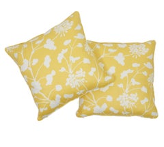 Schumacher Pennick Chintz Yellow Two-Sided Cotton Pillow