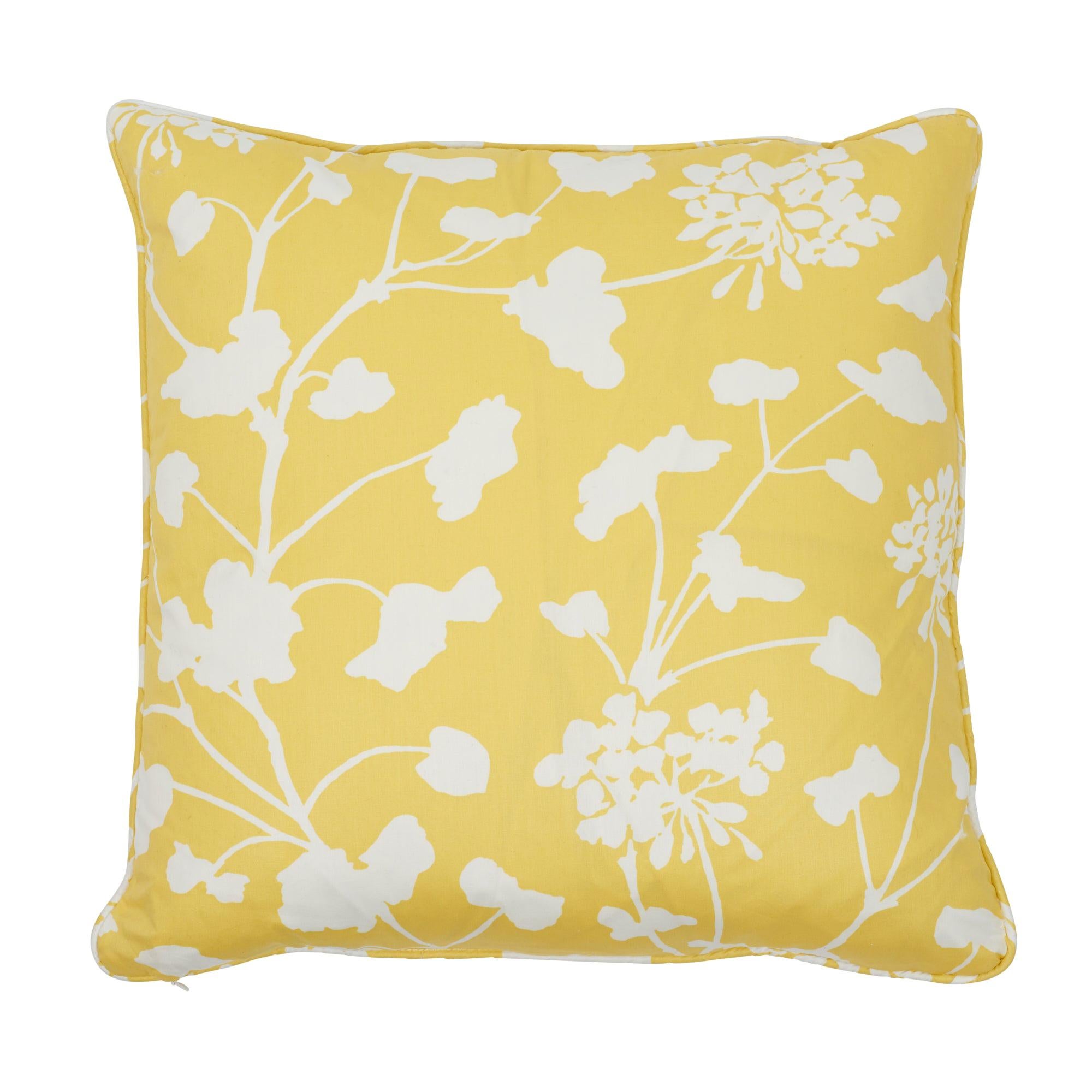 Schumacher Pennick Chintz Yellow Two-Sided Cotton Pillow For Sale
