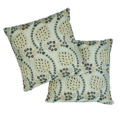 Coussin Perséphone Celestial en coton et lin sur les deux faces de Schumacher