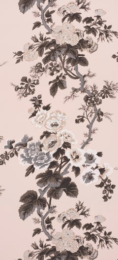 Schumacher Pyne Hollyhock Floral Chintz Blush Wallpaper