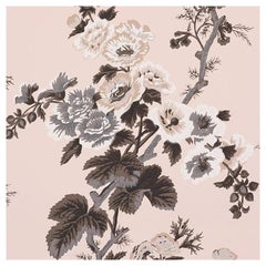 Antique Schumacher Pyne Hollyhock Floral Chintz Blush Wallpaper