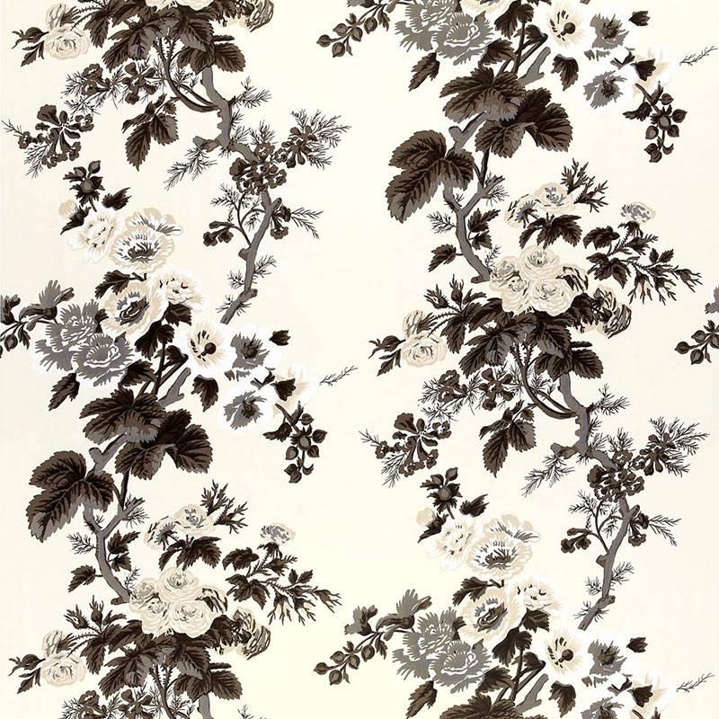 Schumacher Pyne Hollyhock Floral Chintz Charcoal Two-Sided 18