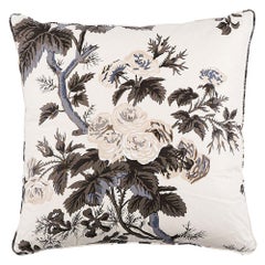 Schumacher Pyne Hollyhock Floral Chintz Charcoal Two-Sided 22" Cotton Pillow