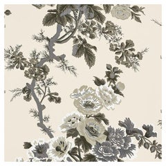 Papier peint anthracite en chintz à fleurs Hollyhock de Pyne pour Schumacher