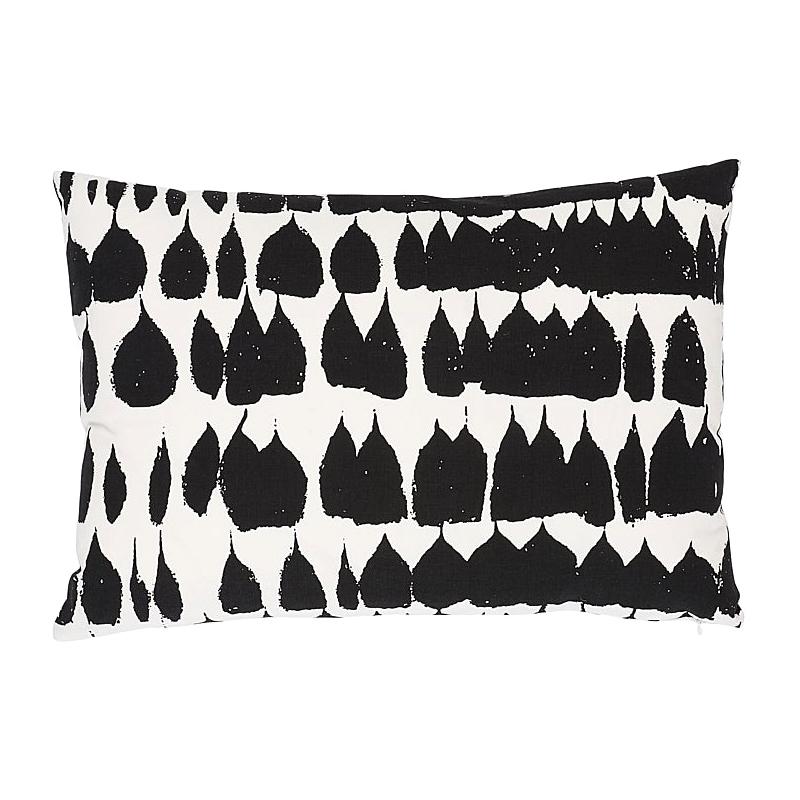 Schumacher Queen of Spain Mid-Century Black & White 20" Lumbar Pillow For Sale