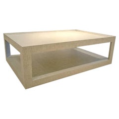 Schumacher Quotidian Mitsu Weave Pearl Color Fabric-Wrapped Cocktail Table