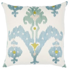 Schumacher Raja Embroidery Pillow in Sky