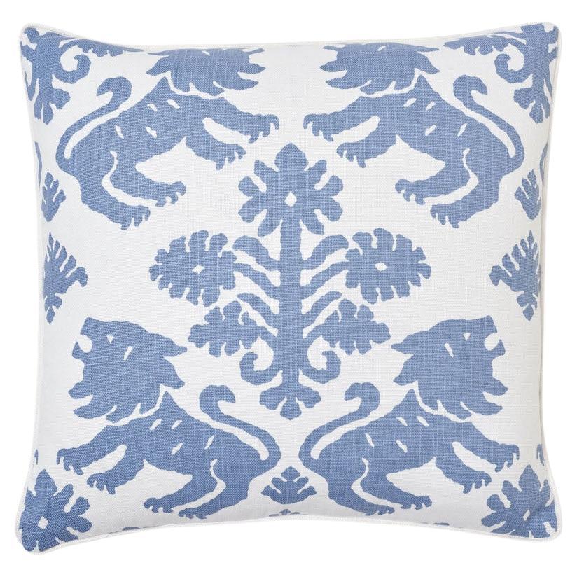 Schumacher Regalia in Blue & White 18" Pillow For Sale