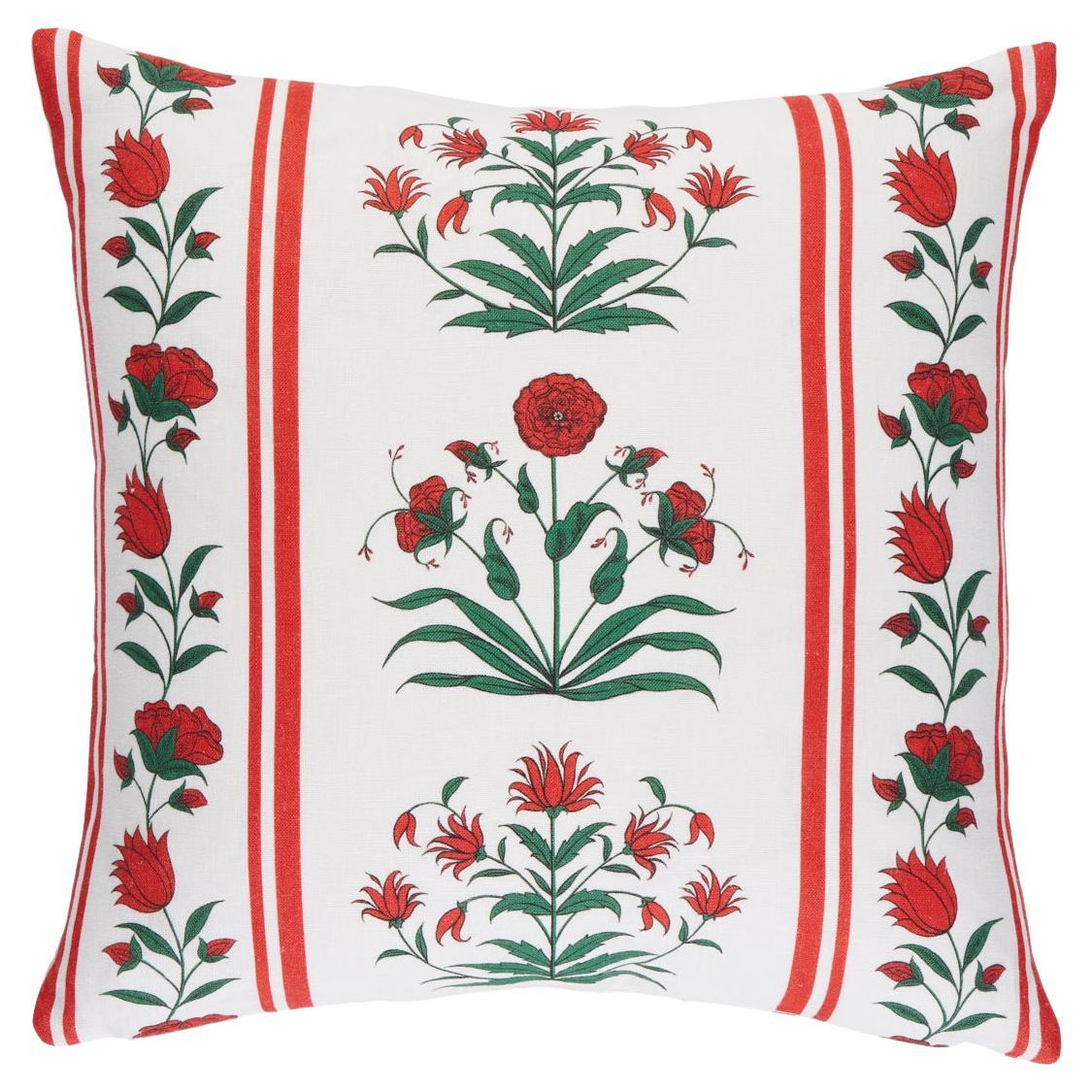 Royal Poppy Stripe Pillow 18 " For Sale