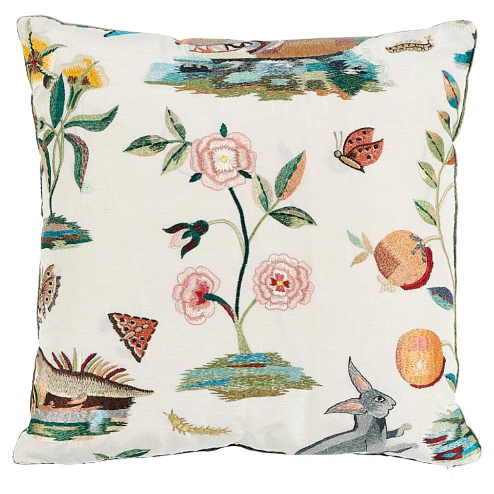 Schumacher Royal Silk Embroidery Pillow In Multi