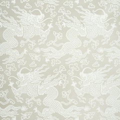 Schumacher Ruan Dragon Damask Wallpaper in Warm Silver