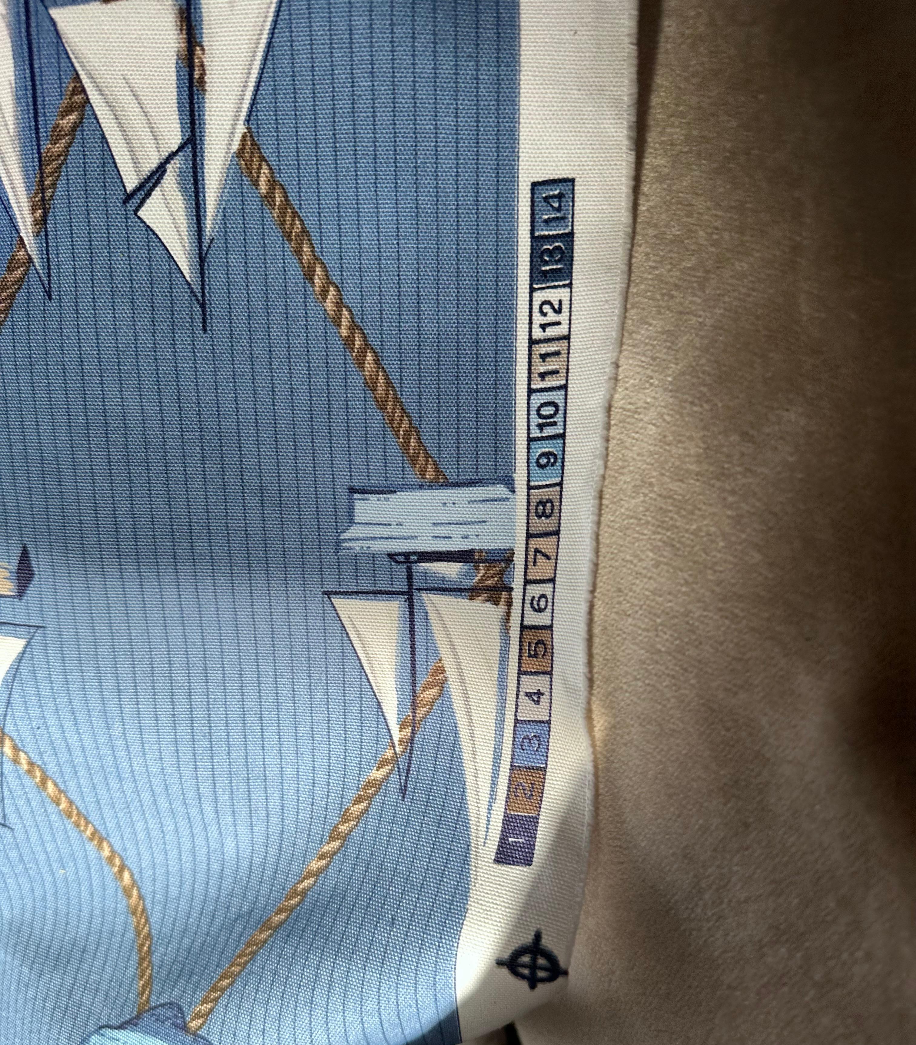 Schumacher Sailboats Nautical Textile Yardage, Cotton, Blue, Vintage, 1990s In Good Condition For Sale In Brooklyn, NY