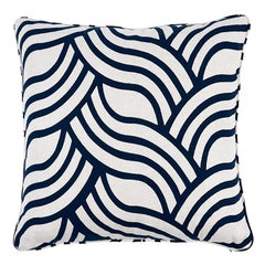 Schumacher Sangomar Applique 22" Pillow in Navy