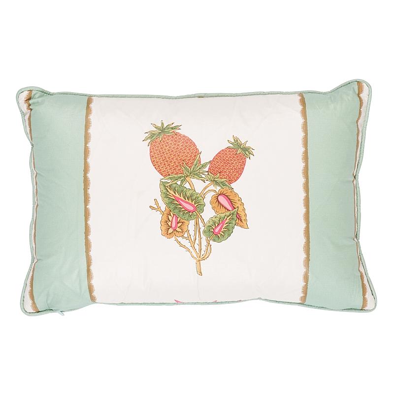This pillow features Servilia Stripe with a self welt finish. Based on a tiny fragment from the archives, this intermittent stripe features exotic botanicals interspersed with color. The illustrations—including rare, exquisitely rendered