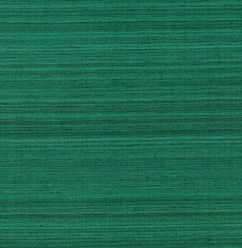 Schumacher Shaded Silk Wallpaper in Emerald For Sale