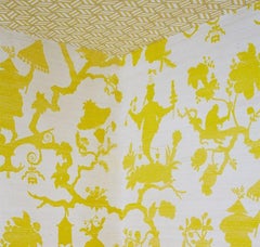 Schumacher Shantung Silhouette Sisal Wallpaper In Peacock