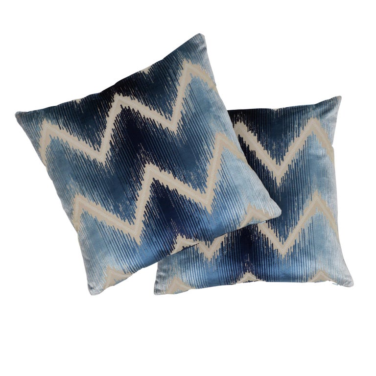 Schumacher Shock Wave Midnight Silk Cotton TwoSided Pillow at 1stDibs