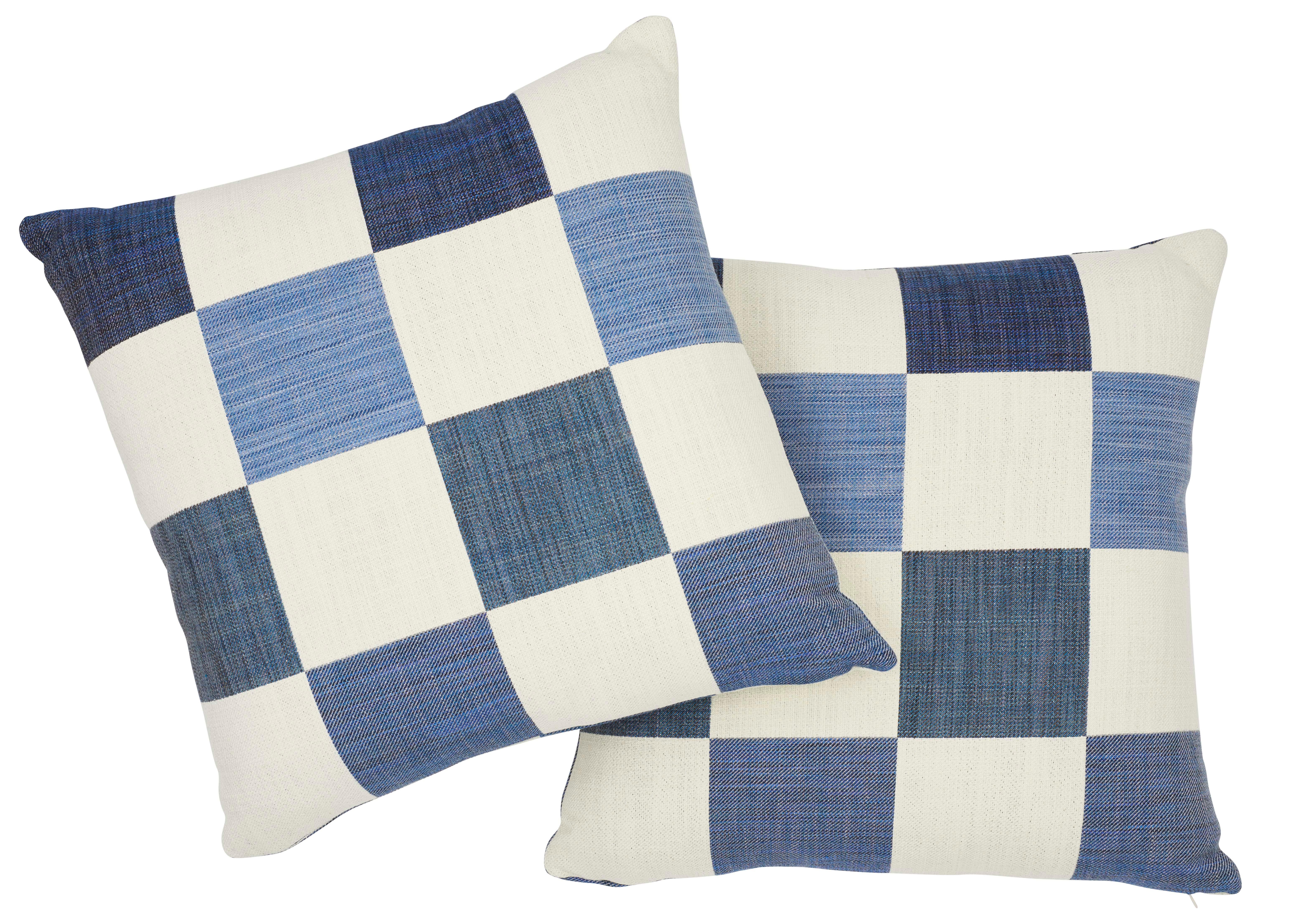 Italian Schumacher Smithton Weave Denim Two-Sided Pillow