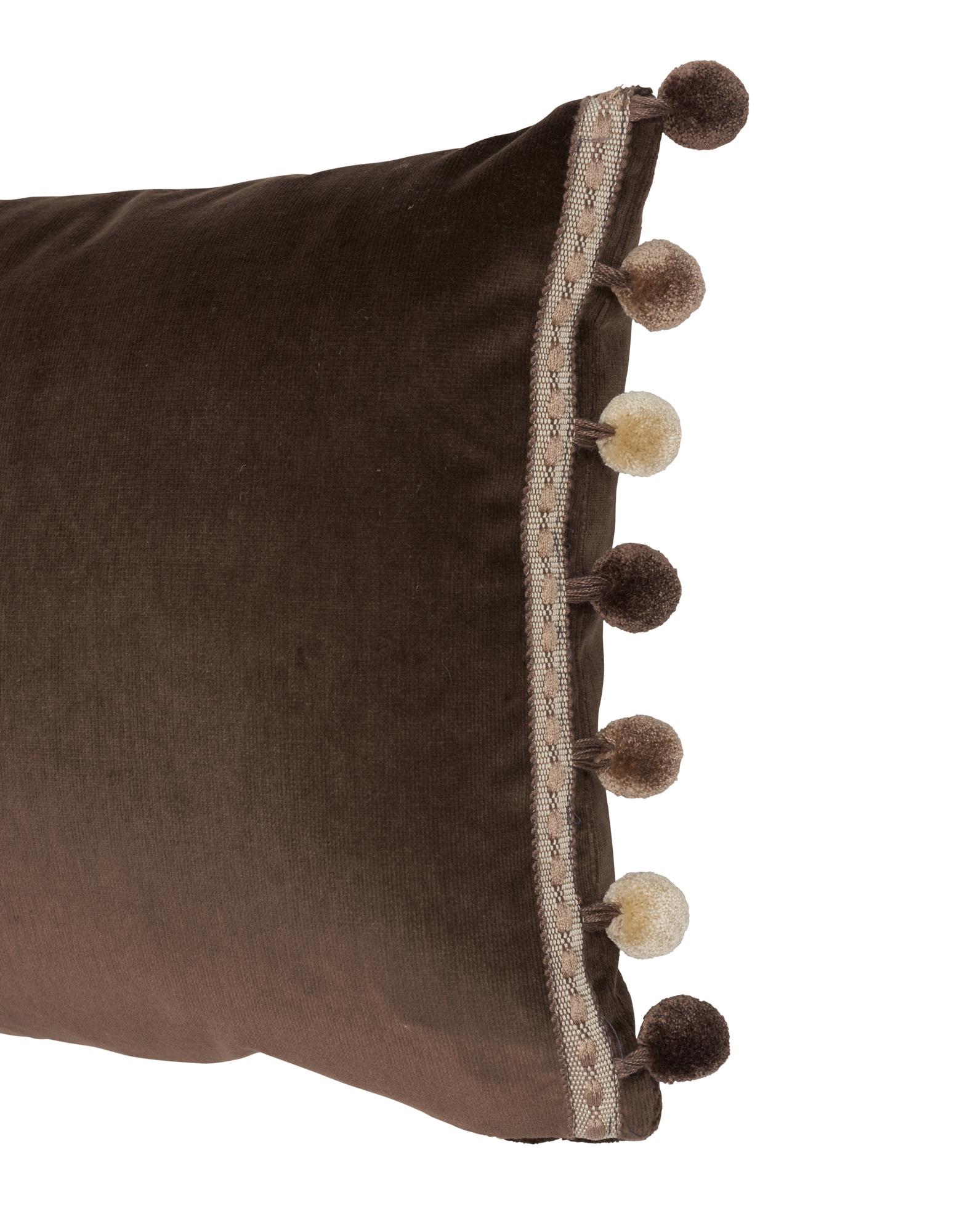 Modern Schumacher Sophia Velvet Cocoa Lumbar Two-Sided Pillow For Sale