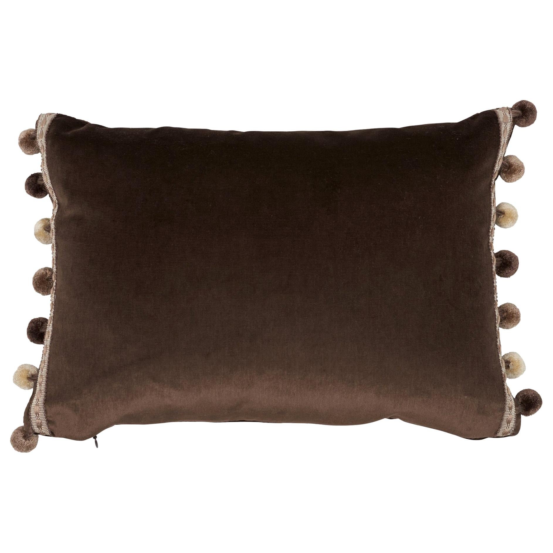 Schumacher Sophia Velvet Cocoa Lumbar Two-Sided Pillow