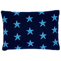 Almohada de algodón de dos caras Schumacher Star Epingle Azul