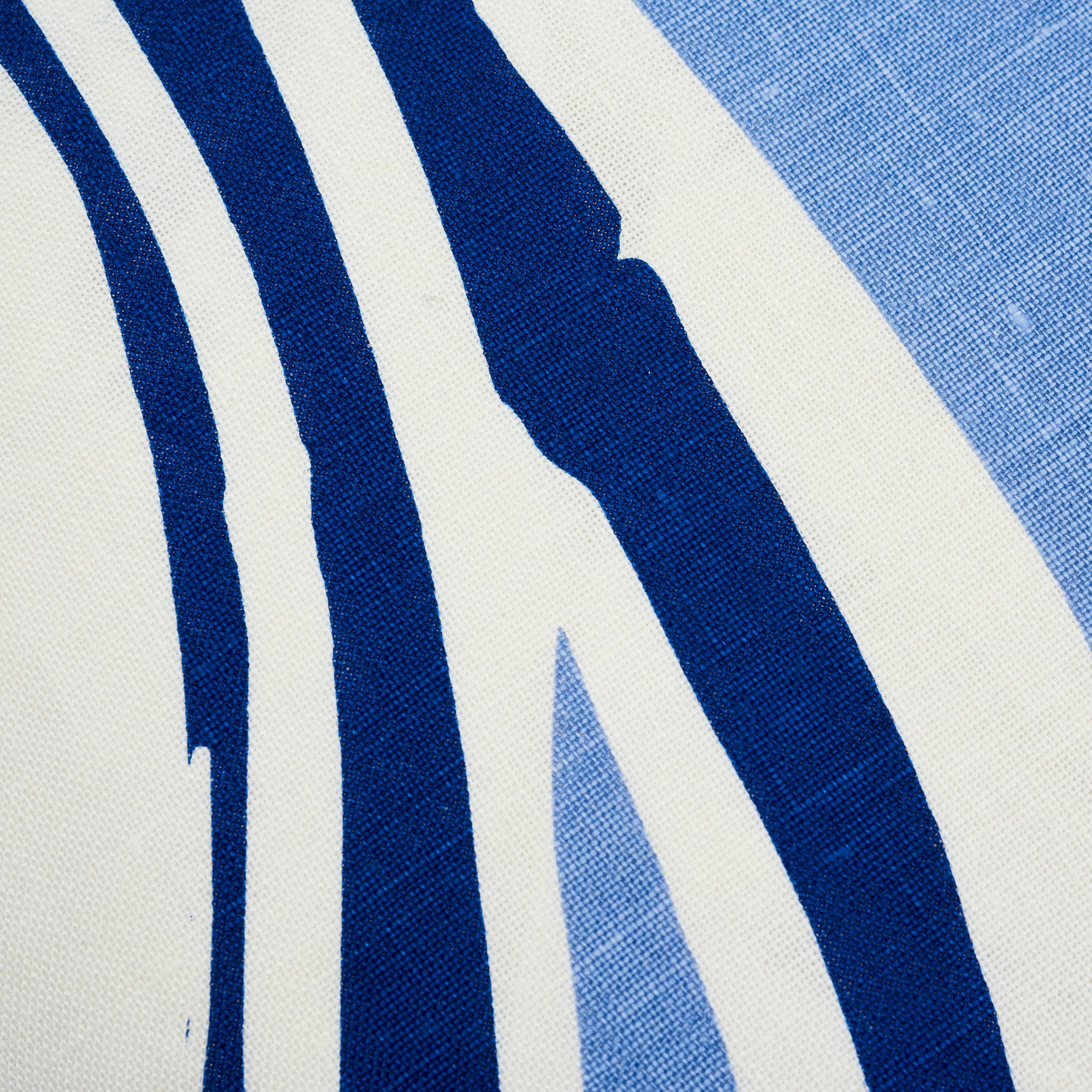 Schumacher Stevie Blue White Two-Sided Linen Pillow In New Condition For Sale In New York, NY