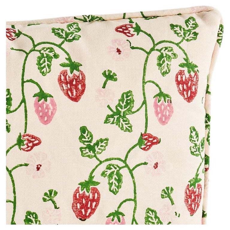 Schumacher Strawberry 18" x 12" Pillow in Grass For Sale at 1stDibs