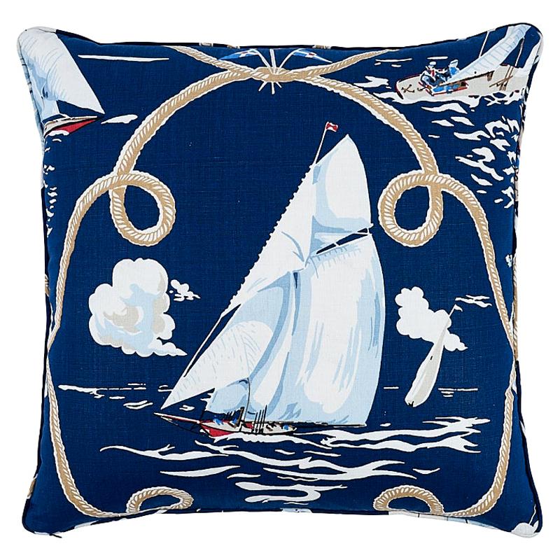 Cuscino Schumacher Summer Regatta in lino da 24" in Marina in vendita