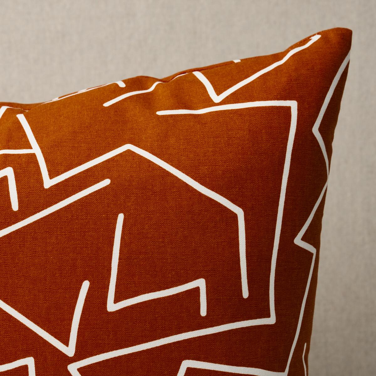 This pillow features Tangent Print by Hadiya Williams for Schumacher with a knife edge finish. Based on an original ink-and-pencil drawing, Hadiya Williams’ Tangent in saffron reduces a familiar constellation map to a lively linear abstraction.