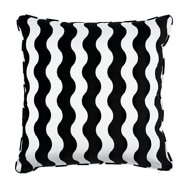 Schumacher The Wave 20" Pillow in Black For Sale