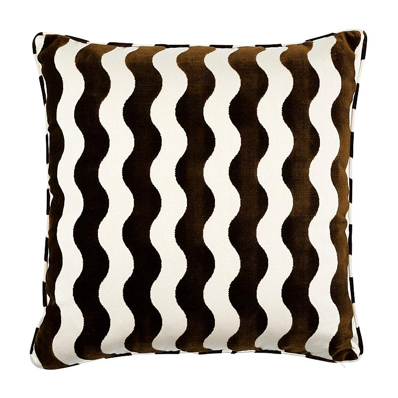 Schumacher The Wave 20" Pillow in Chocolate For Sale